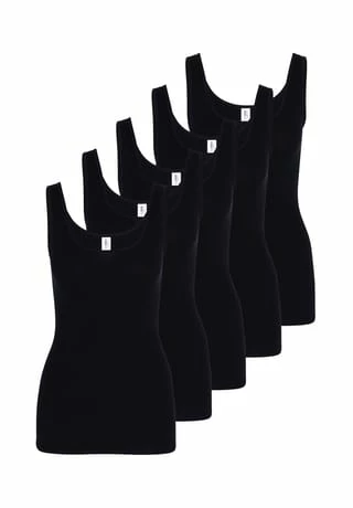 POMPADOUR Unterhemd / Tanktop 5er Pack - Organic Cotton Schwarz 3 POMPADOUR Unterhemd / Tanktop 5er Pack - Organic Cotton Schwarz