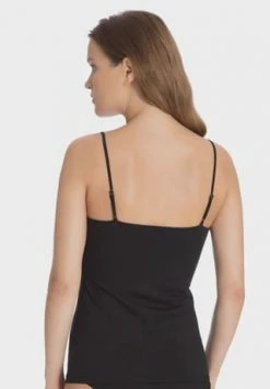 Alternative view of CALIDA Cate Unterhemd, Spaghetti-Träger, Satin, Uni, Für Damen Schwarz