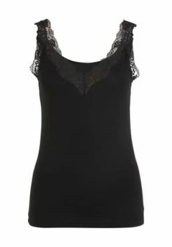 -con-ta- Unterhemd, Spitzen-Details, V-Ausschnitt, Für Damen 200 SCHWARZ