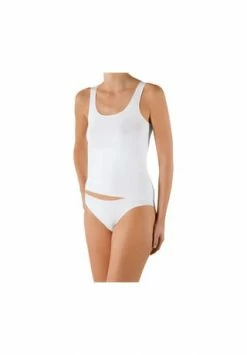 Nina Von C. Achselhemd, Flacher Saum, Uni, Für Damen 100 WEISS
