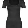 HANRO Unterhemd, Baumwolle, Rundhalsausschnitt, Für Damen 0019/ BLACK