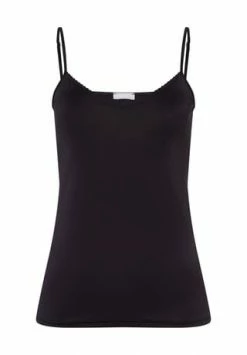 HANRO Satin Deluxe Top, Spaghetti-Träger, Uni, Für Damen 0019/ BLACK
