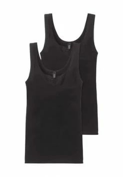SCHIESSER Unterhemd, 2er-Pack, Stickerei, Für Damen Schwarz