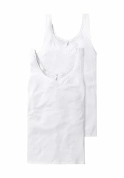 SCHIESSER Cotton Essentials Unterhemd, 2er-Pack, Stickerei, Für Damen Weiß