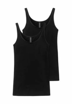 SCHIESSER Cotton Essentials Unterhemd, 2er-Pack, Für Damen C0 000 SCHWARZ