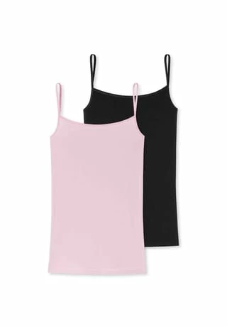 SCHIESSER Spaghettitop 2er Pack 95/5 Organic Cotton Rosa/ Schwarz 3 SCHIESSER Spaghettitop 2er Pack 95/5 Organic Cotton Rosa/ Schwarz