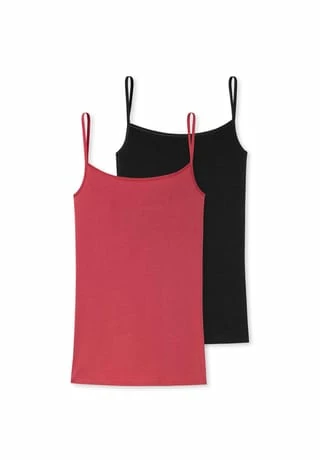 SCHIESSER Spaghettitop 2er Pack 95/5 Organic Cotton Rot/ Schwarz 2 SCHIESSER Spaghettitop 2er Pack 95/5 Organic Cotton Rot/ Schwarz