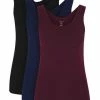 DESIRéE Lana Unterhemd, 3er-Pack, ärmellos, Uni, Für Damen Schwarz/ Marine/ Dunkelrot -MEY Shop unnamed file 424
