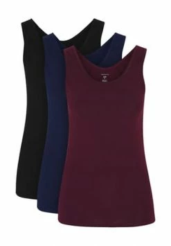 DESIRéE Lana Unterhemd, 3er-Pack, ärmellos, Uni, Für Damen Schwarz/ Marine/ Dunkelrot