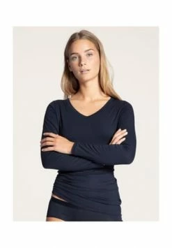 CALIDA Natural Joy Unterhemd, V-Ausschnitt, Für Damen 339 DARK LAPIS BL