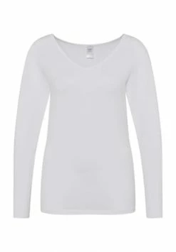 CALIDA Natural Joy Unterhemd, Langarm, V-Ausschnitt, Für Damen 001 WEISS