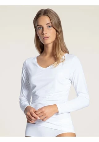 CALIDA Natural Joy Unterhemd, Langarm, V-Ausschnitt, Für Damen 001 WEISS 4 CALIDA Natural Joy Unterhemd, Langarm, V-Ausschnitt, Für Damen 001 WEISS – Bild 2