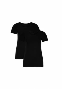 Bamboo Basiscs© Damen T-Shirt KATE, 2er Pack - Unterhemd, Rundhals, Single Jersey Schwarz