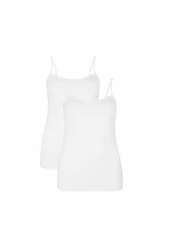 Bamboo Basiscs© Damen Spaghetti Top VERA, 2er Pack - Unterhemd, Single Jersey Weiß