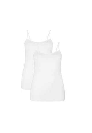 Bamboo Basiscs© Damen Spaghetti Top VERA, 2er Pack - Unterhemd, Single Jersey Weiß 3 Bamboo Basiscs© Damen Spaghetti Top VERA, 2er Pack - Unterhemd, Single Jersey Weiß