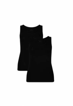 Bamboo Basiscs© Damen Tank Top ANNA, 2er Pack - Unterhemd, Rundhals, Single Jersey Schwarz