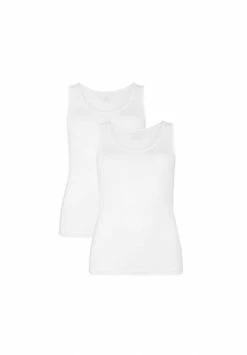 Bamboo Basiscs© Damen Tank Top ANNA, 2er Pack - Unterhemd, Rundhals, Single Jersey Weiß