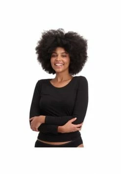 Alternative view of Bamboo Basiscs© Damen T-Shirt, 2er Pack - LARA Logsleeve, Unterhemd, Rundhals, Uni Schwarz