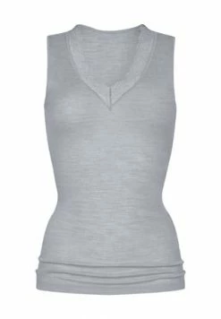 Mey Silk Touch Wool Unterhemd, V-Ausschnitt, Melange, Für Damen 466 MID GREY MELA -MEY Shop unnamed file 802