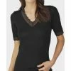 Mey Silk Touch Wool Unterhemd, Kurzarm, V-Ausschnitt, Meliert, Für Damen 3 SCHWARZ -MEY Shop unnamed file 805