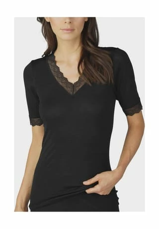 Mey Silk Touch Wool Unterhemd, Kurzarm, V-Ausschnitt, Meliert, Für Damen 3 SCHWARZ 3 Mey Silk Touch Wool Unterhemd, Kurzarm, V-Ausschnitt, Meliert, Für Damen 3 SCHWARZ