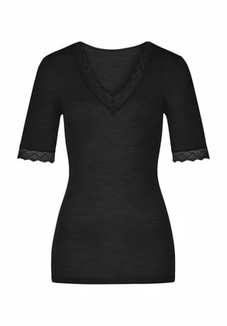 Mey Silk Touch Wool Unterhemd, Kurzarm, V-Ausschnitt, Meliert, Für Damen 3 SCHWARZ 5 Mey Silk Touch Wool Unterhemd, Kurzarm, V-Ausschnitt, Meliert, Für Damen 3 SCHWARZ – Bild 3