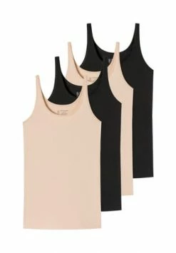 SCHIESSER Träger-Top 4er Pack 95/5 Organic Cotton Schwarz/ Sand