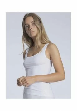 CALIDA Natural Comfort Unterhemd, Uni, Strapazierfähig, Für Damen 001 WEISS