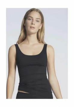 CALIDA Natural Comfort Unterhemd, Rundhals, Baumwolle, Für Damen Schwarz